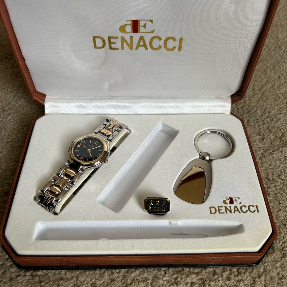 Silver and Black Men's Watch Set